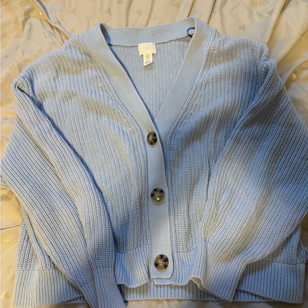 H&M Blue Knit Cardigan Sweater